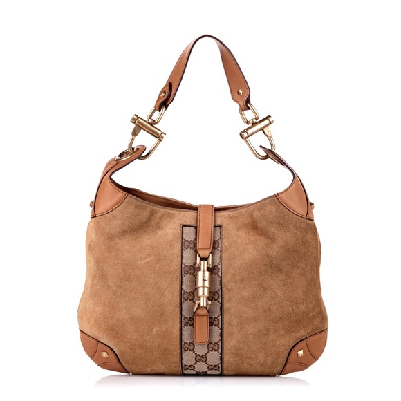 Gucci Handbags - GUCCI Jackie Suede Hobo Bag Brown Nailhead